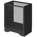 HOOBRO Industrial Trash Can, 4.5 Gallon Metal Mesh Waste Basket with Wooden Base, Small Garbage Can for Office, Bedroom, Under Desk, Black, BB06LJ01