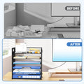 Daltack 6 Tier Paper Organizer for Desk, Paper Letter Tray Organizer for Desks, Mesh Desk File Organizers with Handle for Office, Home, School, Classroom, Black