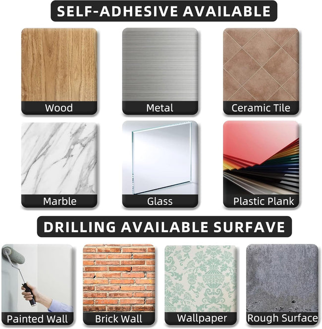 Paper Towel Holder - Self-Adhesive or Drilling, Matte Black, Upgraded Aluminum Kitchen Roll Dispenser Under Cabinet, Lighter but Stronger Than Stainless Steel!