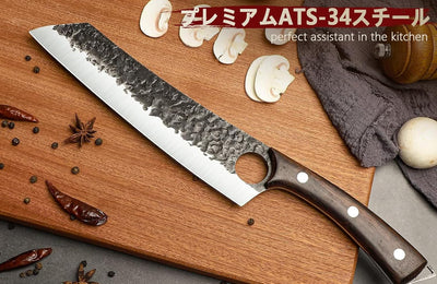 DRGSKL Serbian Chef Knife Set, Hand Forged Butcher Knife Set with Knife Bag, High Carbon Steel Kitchen Knives Set Meat Cleaver Boning Knife Viking Knives for Brisket Trimming, Gifts for Dad