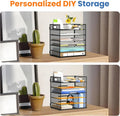Daltack 6 Tier Paper Organizer for Desk, Paper Letter Tray Organizer for Desks, Mesh Desk File Organizers with Handle for Office, Home, School, Classroom, Black