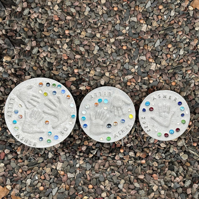 Large DIY Stepping Stone Kit, Handprint Stepping Stone, Mother's Day Gift, Footprint Stepping Stone (10 Inch)
