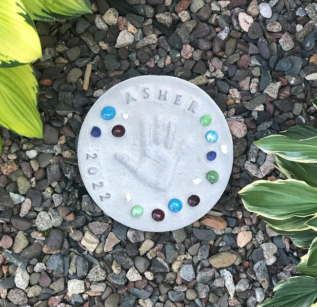 Large DIY Stepping Stone Kit, Handprint Stepping Stone, Mother's Day Gift, Footprint Stepping Stone (10 Inch)