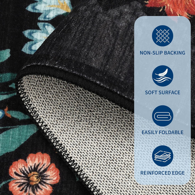 4/5 Inch Extra Thick Kitchen Mats for Floor,Non Slip Anti Fatigue Kitchen Rugs,Waterproof Stain Resistant Sink Mat,Cushioned Standing and Comfort Mats for Office (17"x24" Black)
