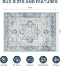 36"x48" Office Chair Mat for Hardwood Tile Floor, Under Desk Carpet Protector for Rolling Computer Chair Mat, Machine Washable Area Rug, Anti-Slip 1/5" Thick Low Pile Thin Vinyl Floor Mat, Blue