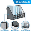 SUPEASY Desk Organizers Metal Desk Magazine File Holder with 5 Vertical Compartments Rack File Organizer for Office Desktop, Classroom, Home Workspace, Black