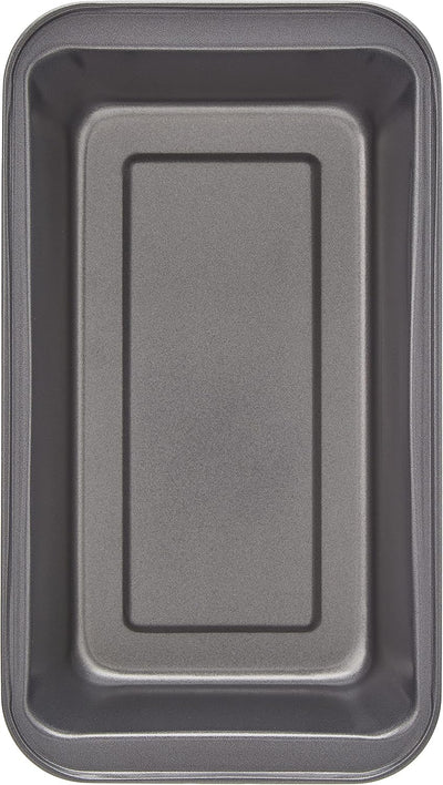 Amazon Basics Rectangular Nonstick Bread Loaf Pan for Baking Meatloaf with Even Heat Distribution, 9.5 x 5 Inch, Gray, Set of 2