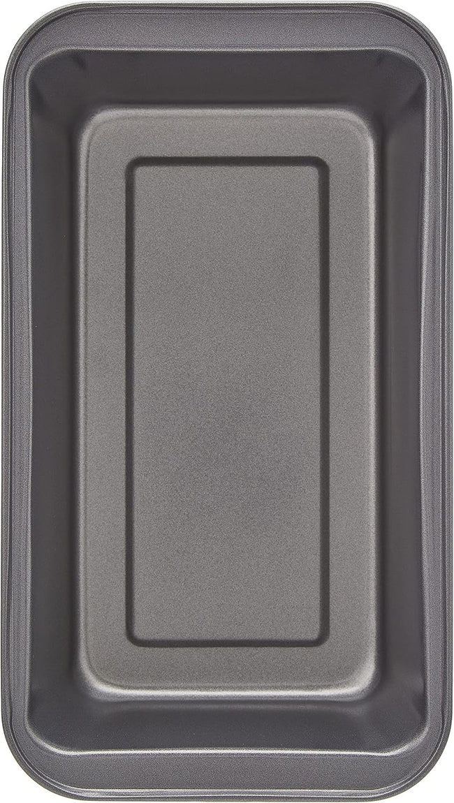 Amazon Basics Rectangular Nonstick Bread Loaf Pan for Baking Meatloaf with Even Heat Distribution, 9.5 x 5 Inch, Gray, Set of 2