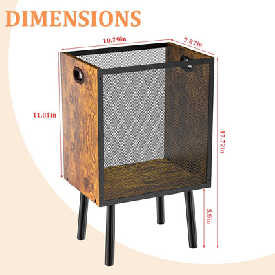 Yuyetuyo 4.5 Gallon Office Trash Can for Near Desk, Wood Bedroom Trashcan Rectangular Wastebasket with Mesh - Handles - Leg, Small Garbage Can Trash Bin for Office Bedroom Living Room Bathroom Dorm