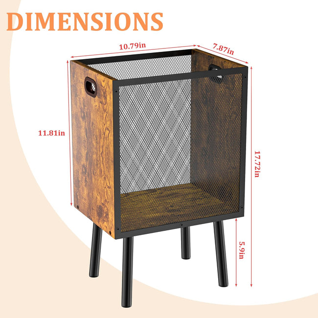 Yuyetuyo 4.5 Gallon Office Trash Can for Near Desk, Wood Bedroom Trashcan Rectangular Wastebasket with Mesh - Handles - Leg, Small Garbage Can Trash Bin for Office Bedroom Living Room Bathroom Dorm